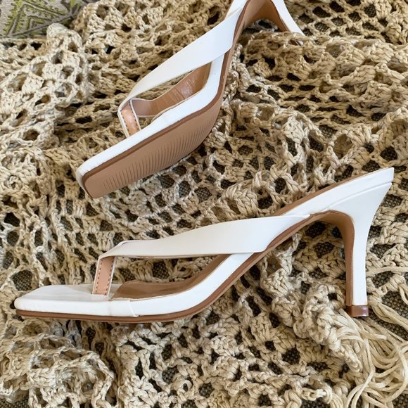 NEW🔥Square Open Toe Thong Heel Slide Sandal Mules - Picture 3 of 5